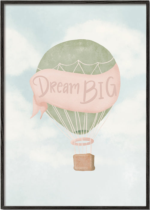 Børneplakat med varmluftballon og tekst