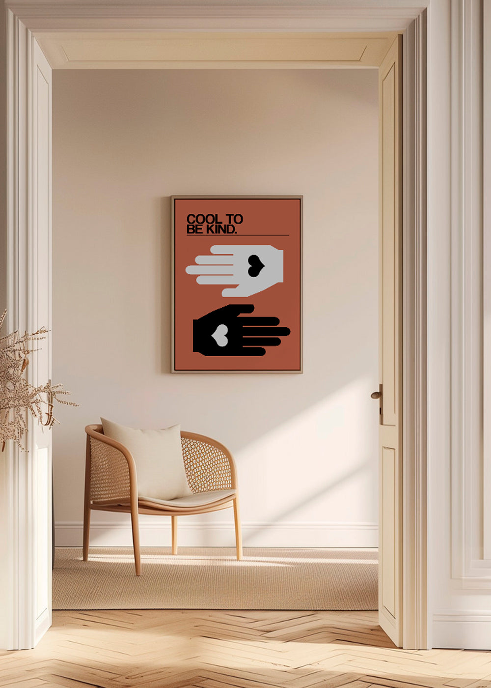 Illustration hænder med hjerte på laksefarve