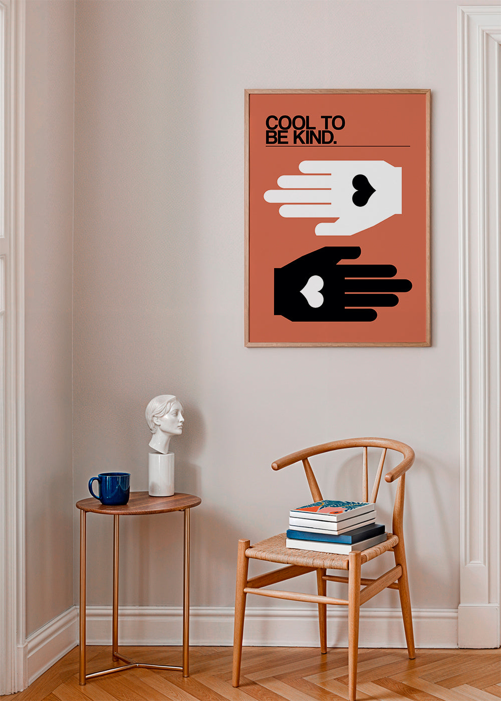 Illustration hænder med hjerte på laksefarve