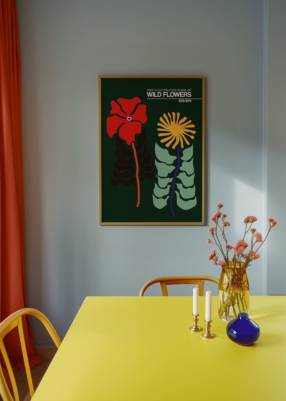 Botanisk plakat: retro blomsterillustration