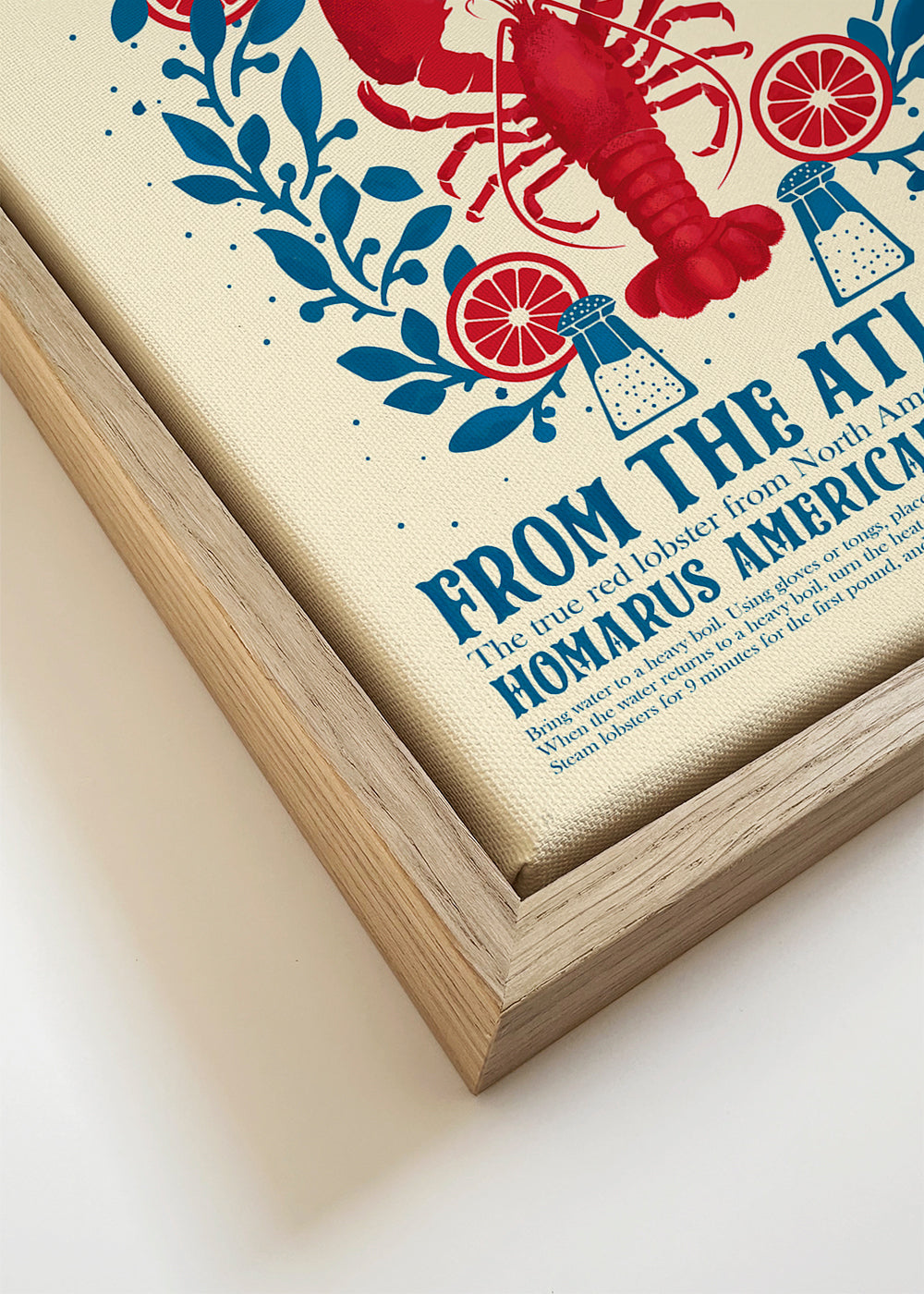 Køkkenplakat med hummer og vintage typografi