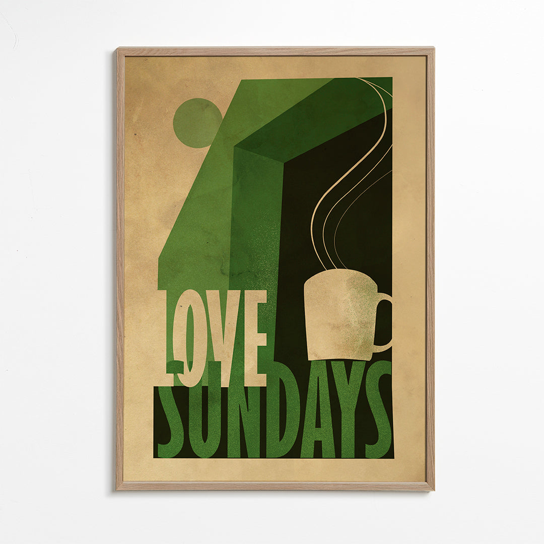 Køkkenkunst Love Sundays med dampende kop