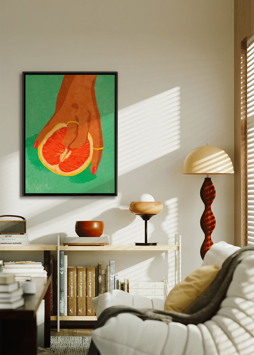 Køkkenkunst med grapefrugt og hånd