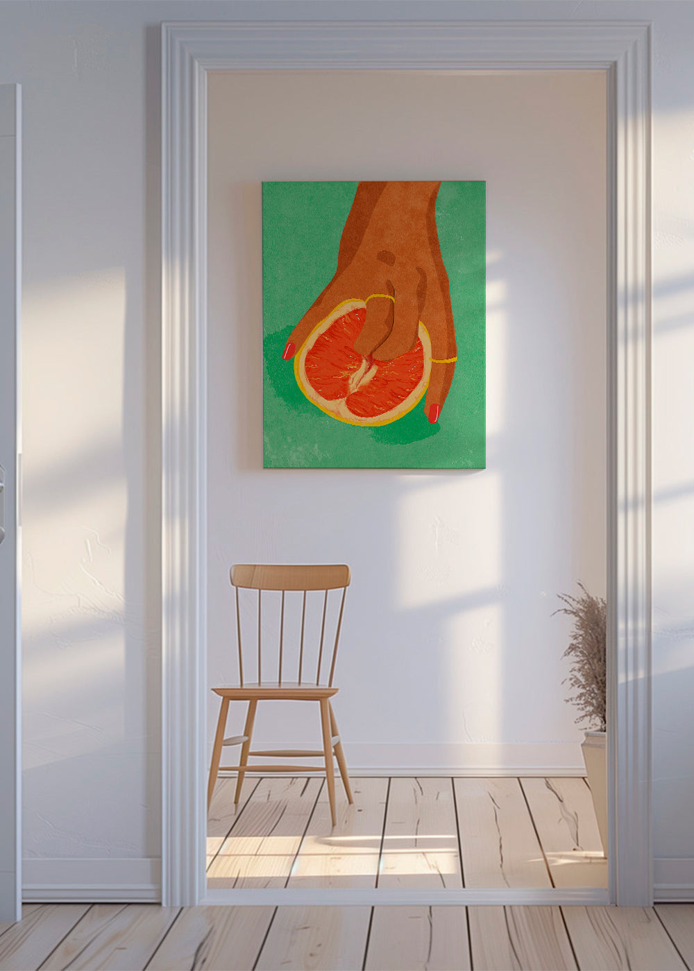 Køkkenkunst med grapefrugt og hånd