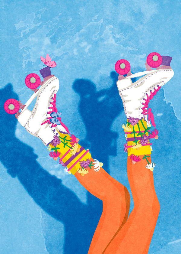 Sportskunst: Farverig skate-pose