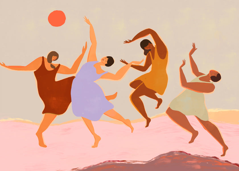 Illustration dansere i farverig komposition
