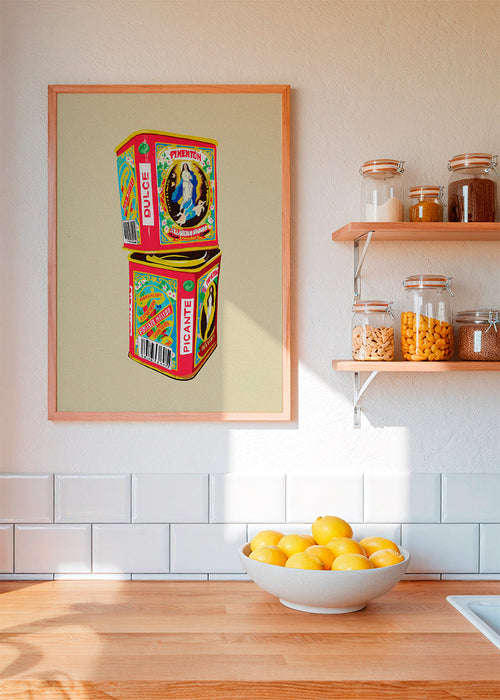 Køkkenkunst: illustrerede paprika-dåser