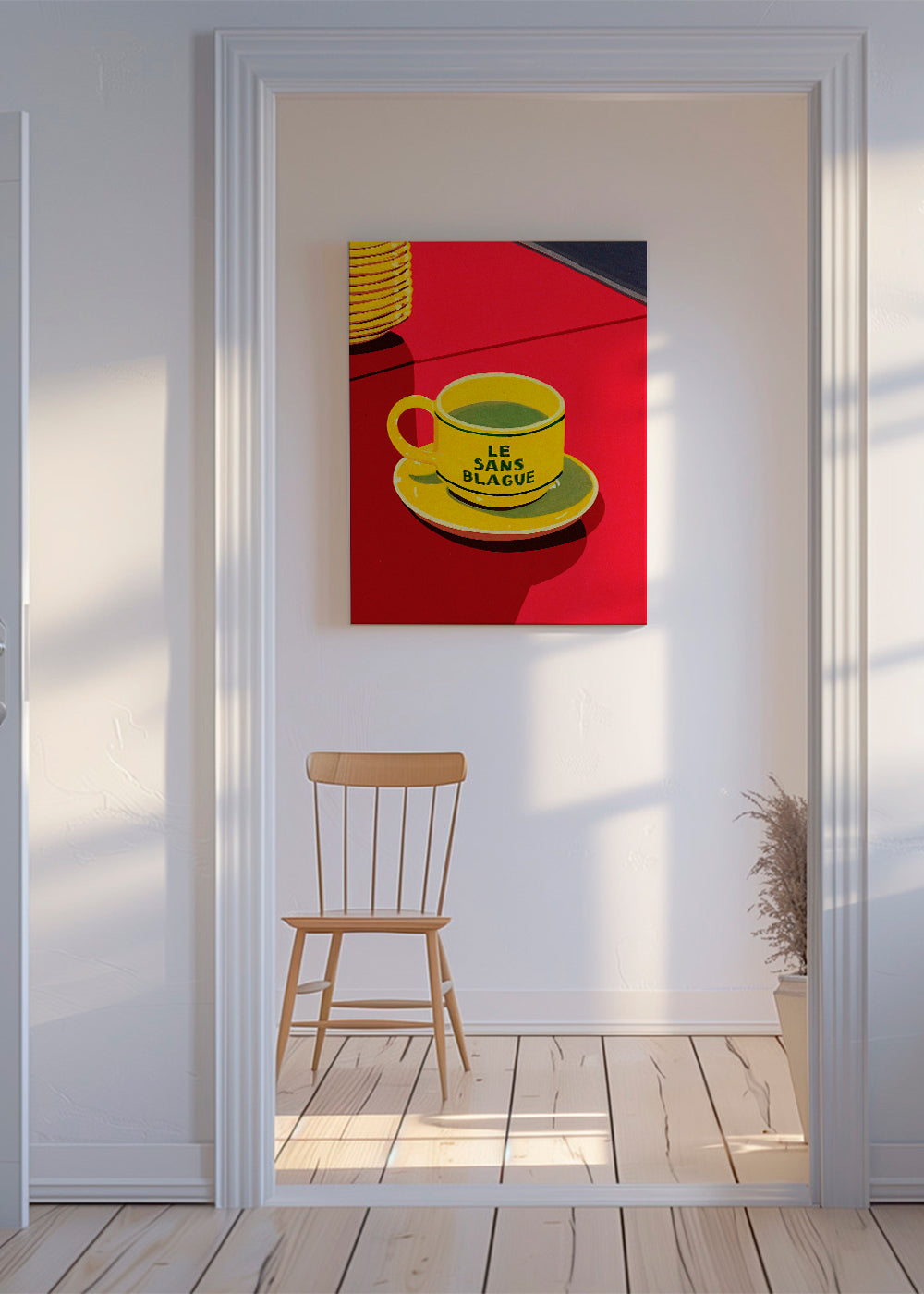 Køkkenkunst gul kop med tekst