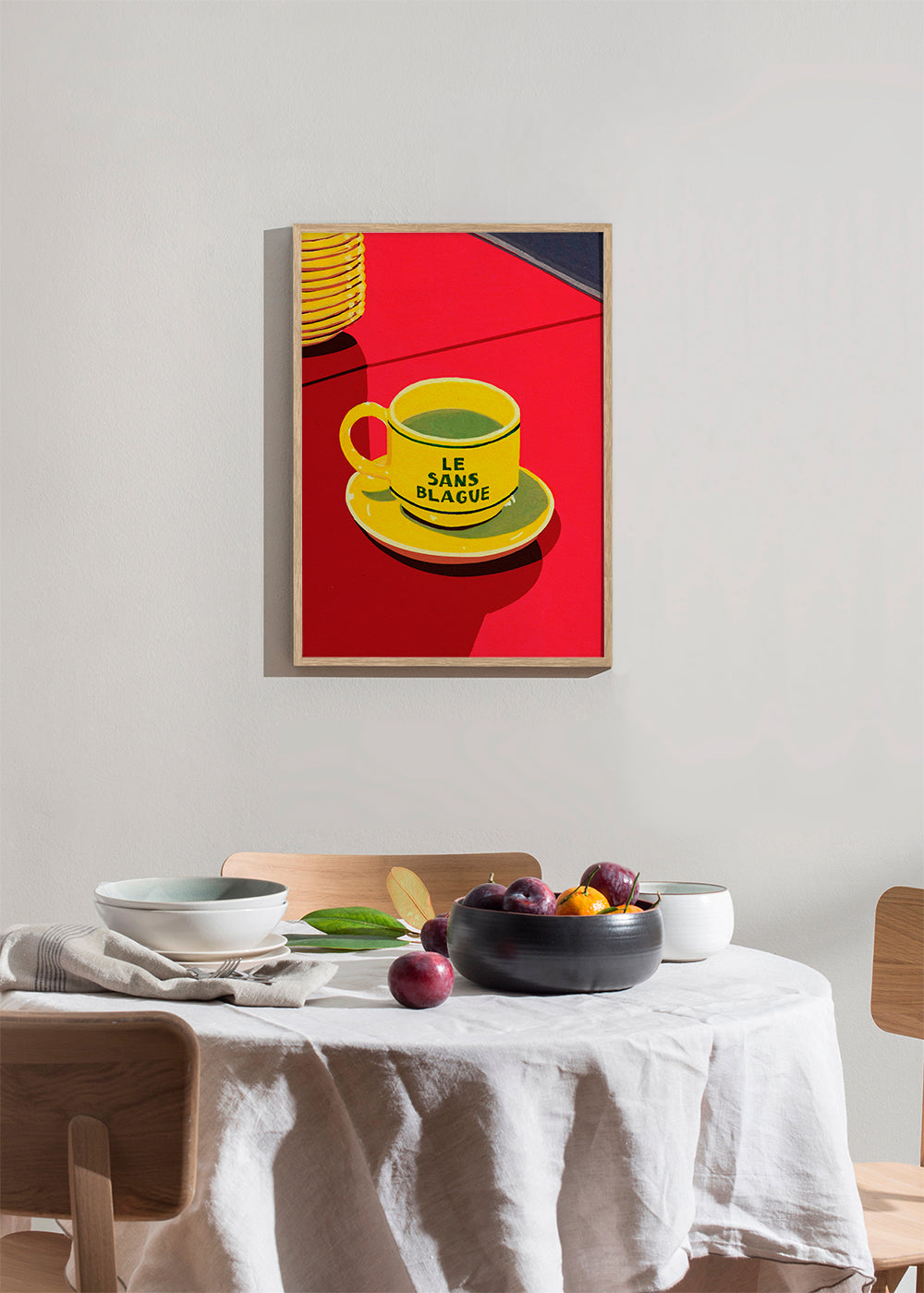 Køkkenkunst gul kop med tekst