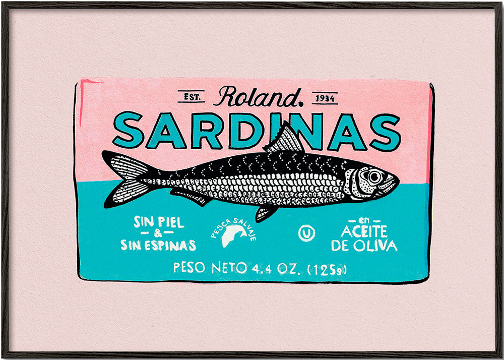 Køkkenkunst Sardiner retro etiket