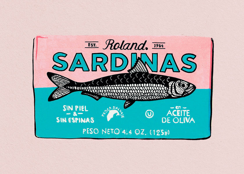 Køkkenkunst Sardiner retro etiket