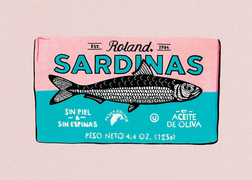 Køkkenkunst Sardiner retro etiket