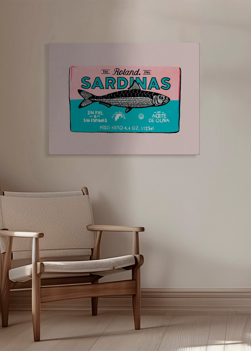 Køkkenkunst Sardiner retro etiket