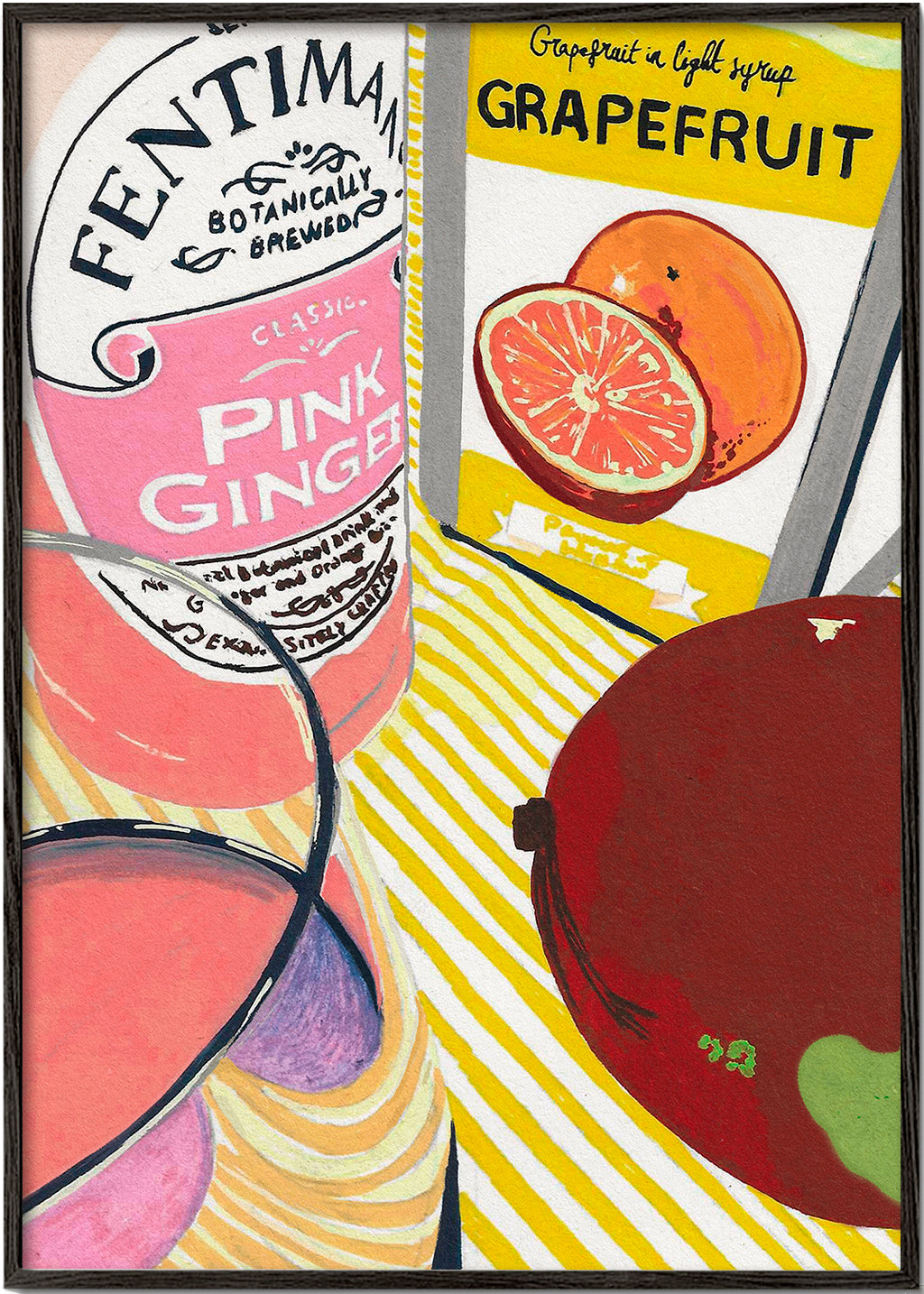 Køkkenkunst Pink Ginger grapefrugt illustration