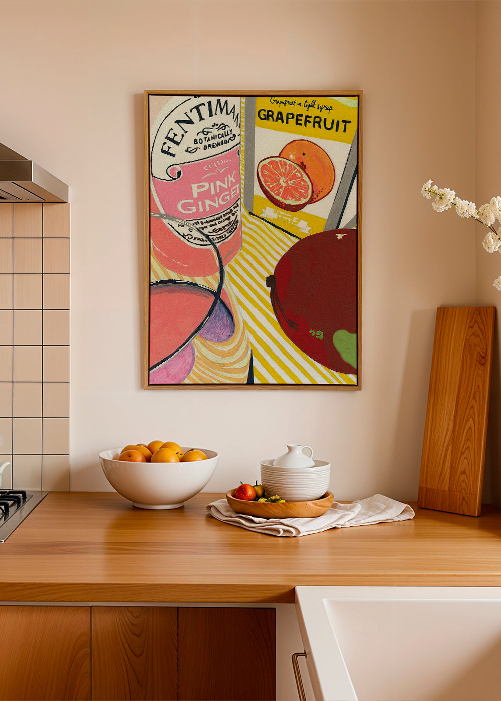 Køkkenkunst Pink Ginger grapefrugt illustration
