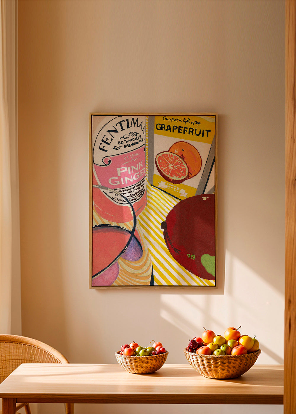 Køkkenkunst Pink Ginger grapefrugt illustration