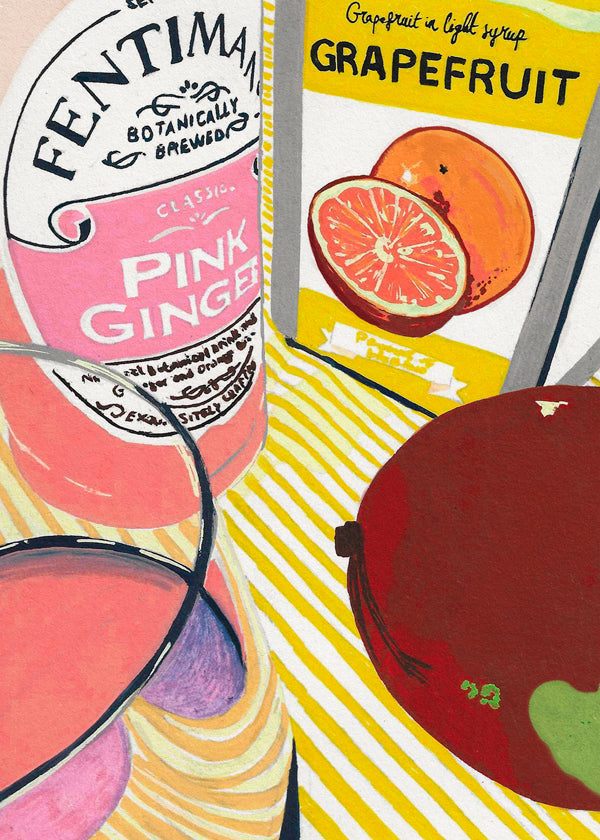 Køkkenkunst Pink Ginger grapefrugt illustration