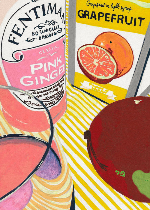 Køkkenkunst Pink Ginger grapefrugt illustration