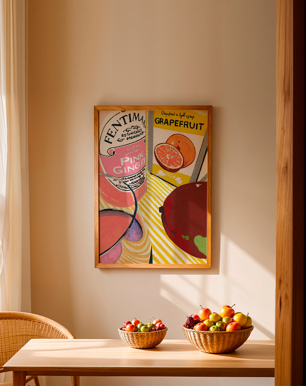 Køkkenkunst Pink Ginger grapefrugt illustration