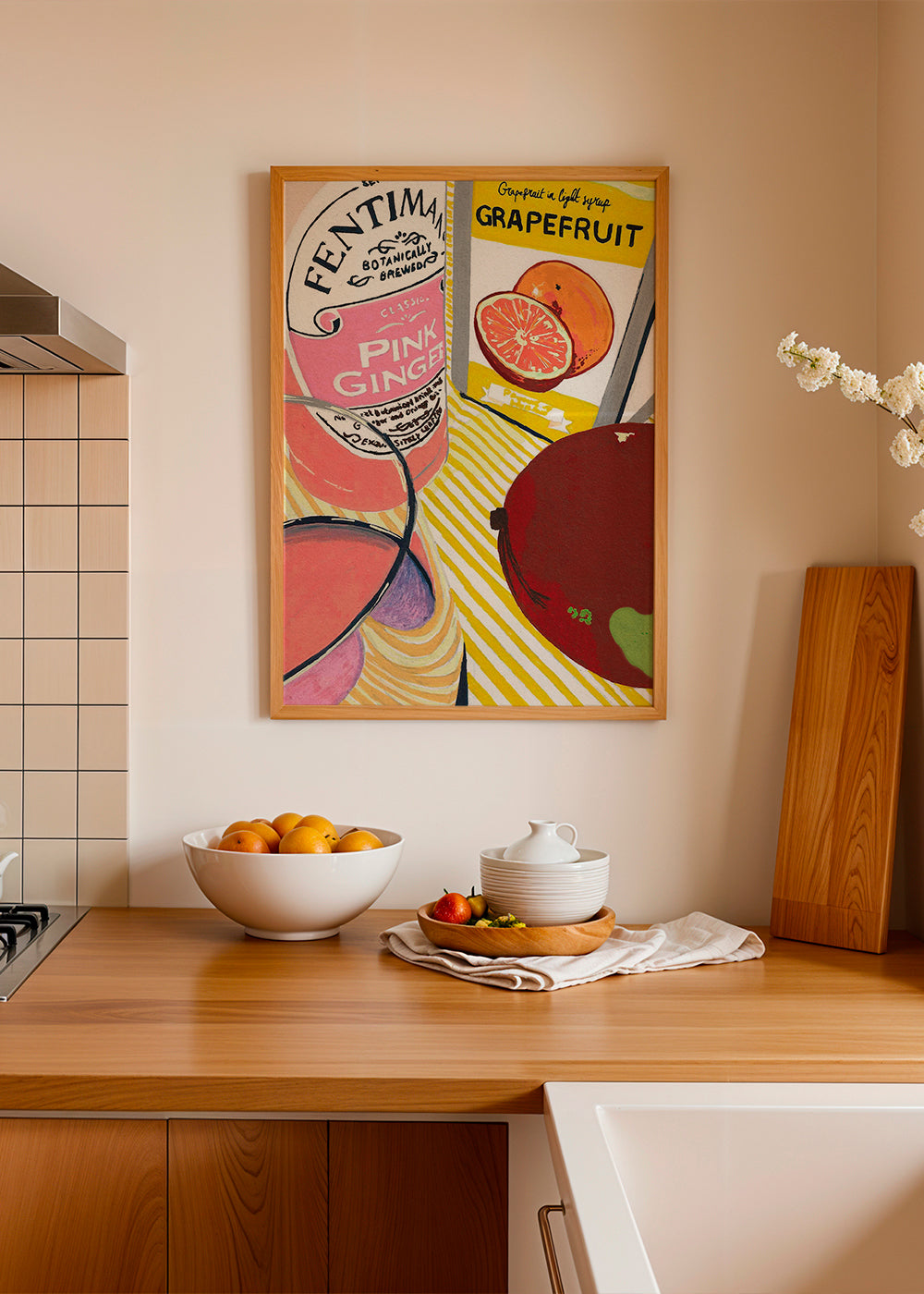 Køkkenkunst Pink Ginger grapefrugt illustration