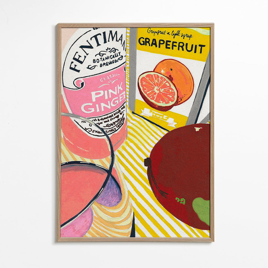 Køkkenkunst Pink Ginger grapefrugt illustration