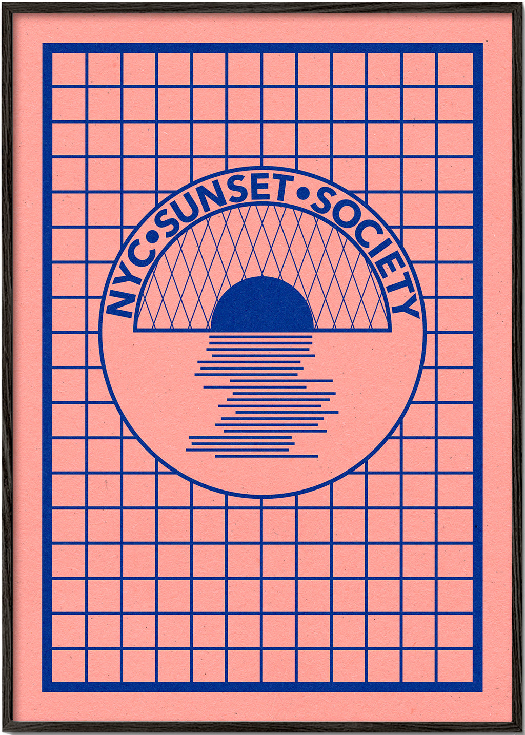 Illustration NYC Sunset grafisk i blå og rosa