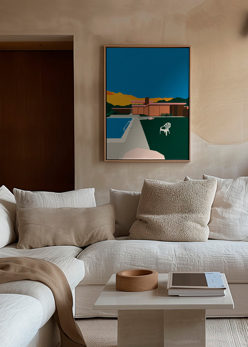 Landskabskunst: moderne hus ved poolen