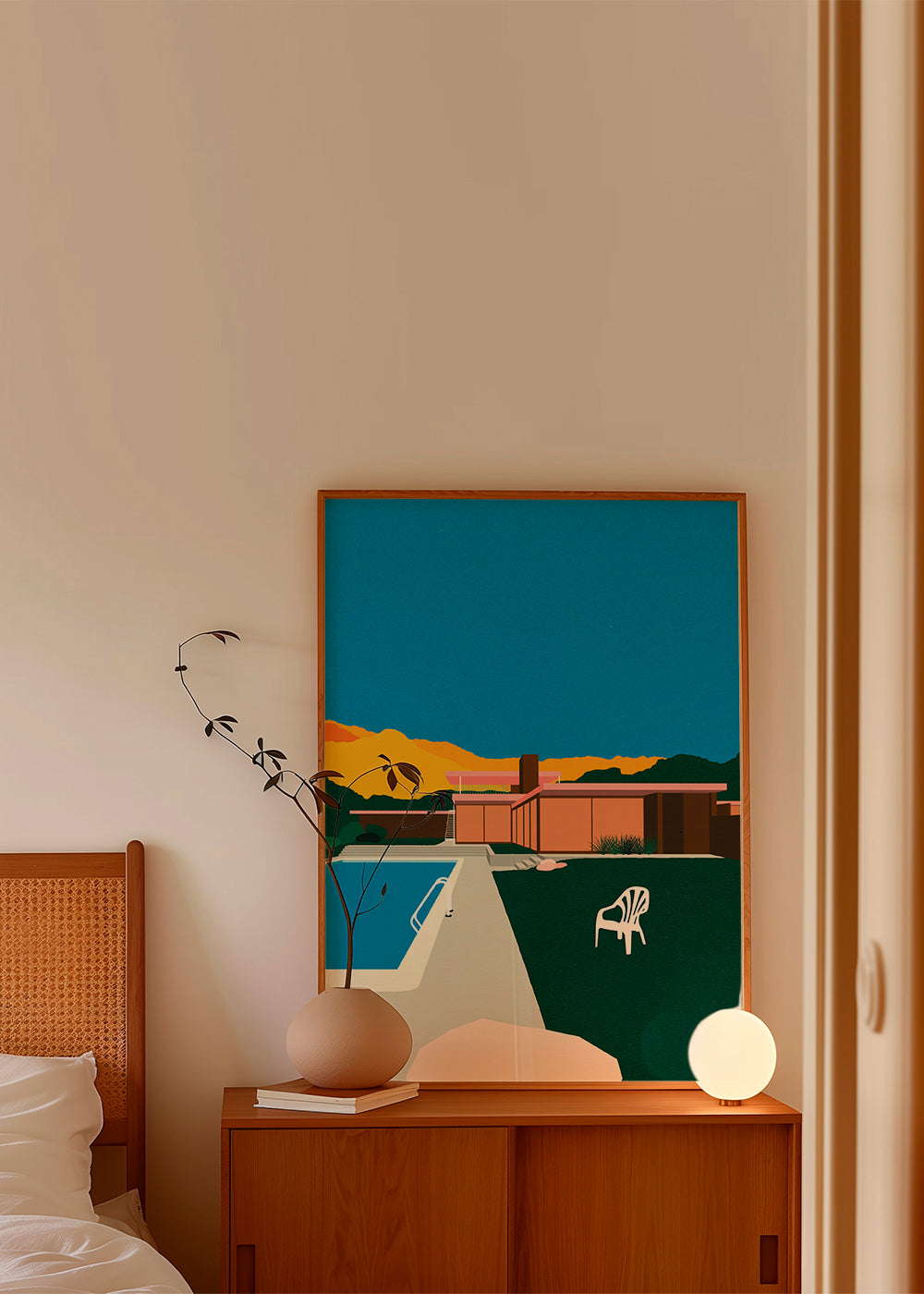 Landskabskunst: moderne hus ved poolen