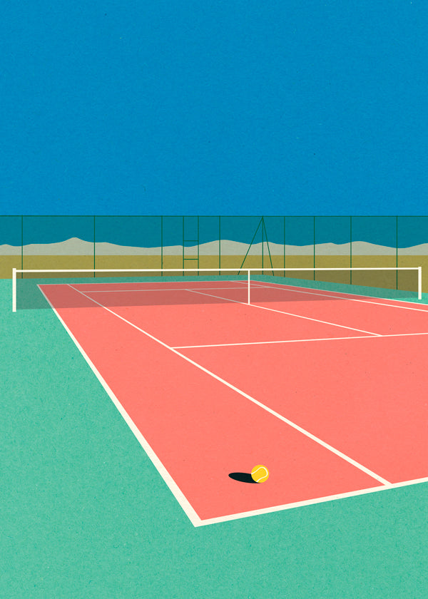 Sportkunst: tennisbane i ørkenen