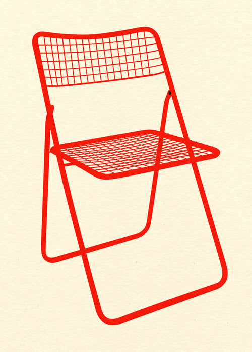 Illustration af rød klappestol
