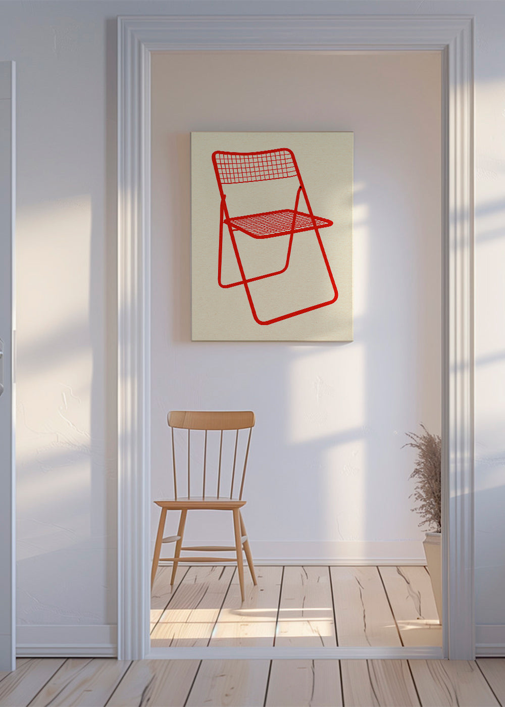 Illustration af rød klappestol