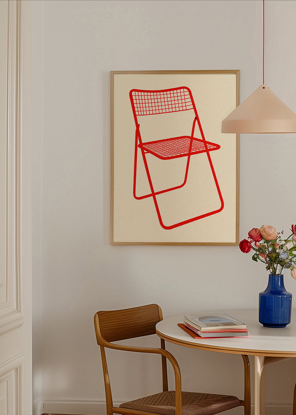 Illustration af rød klappestol