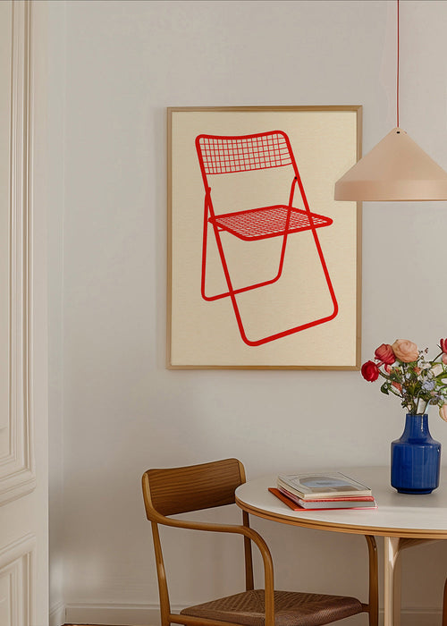 Illustration af rød klappestol
