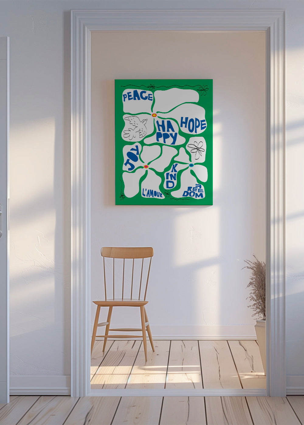 Blomstret typografisk illustration i grøn