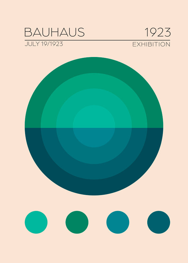 Geometrisk plakat Bauhaus med koncentriske cirkler