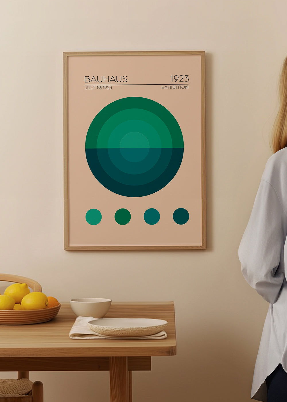 Geometrisk plakat Bauhaus med koncentriske cirkler