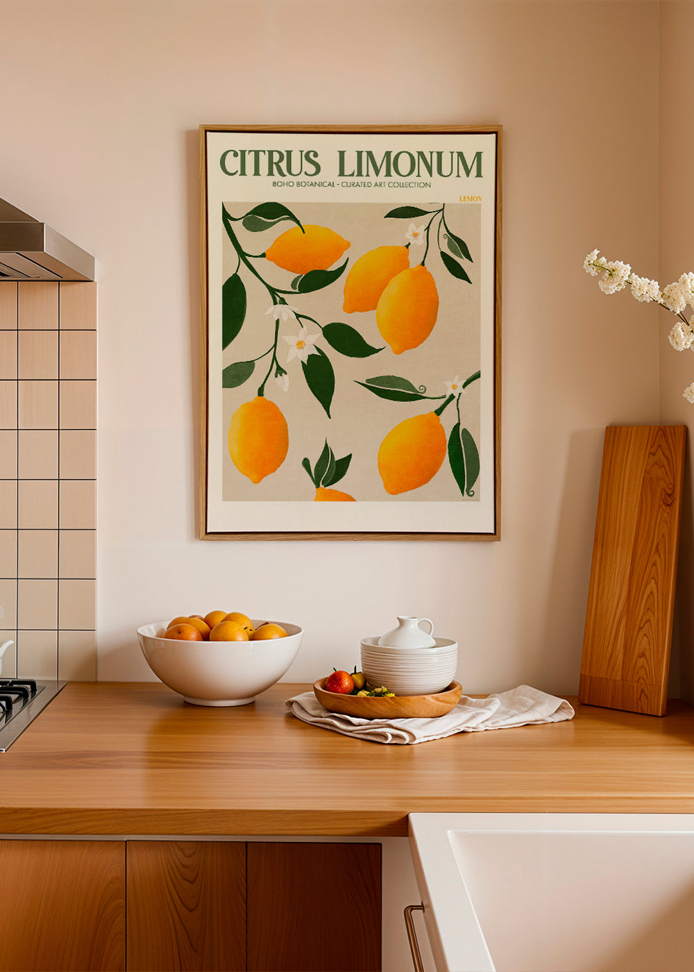 Botanisk plakat citroner på gren