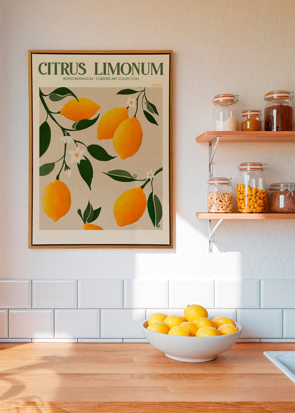 Botanisk plakat citroner på gren