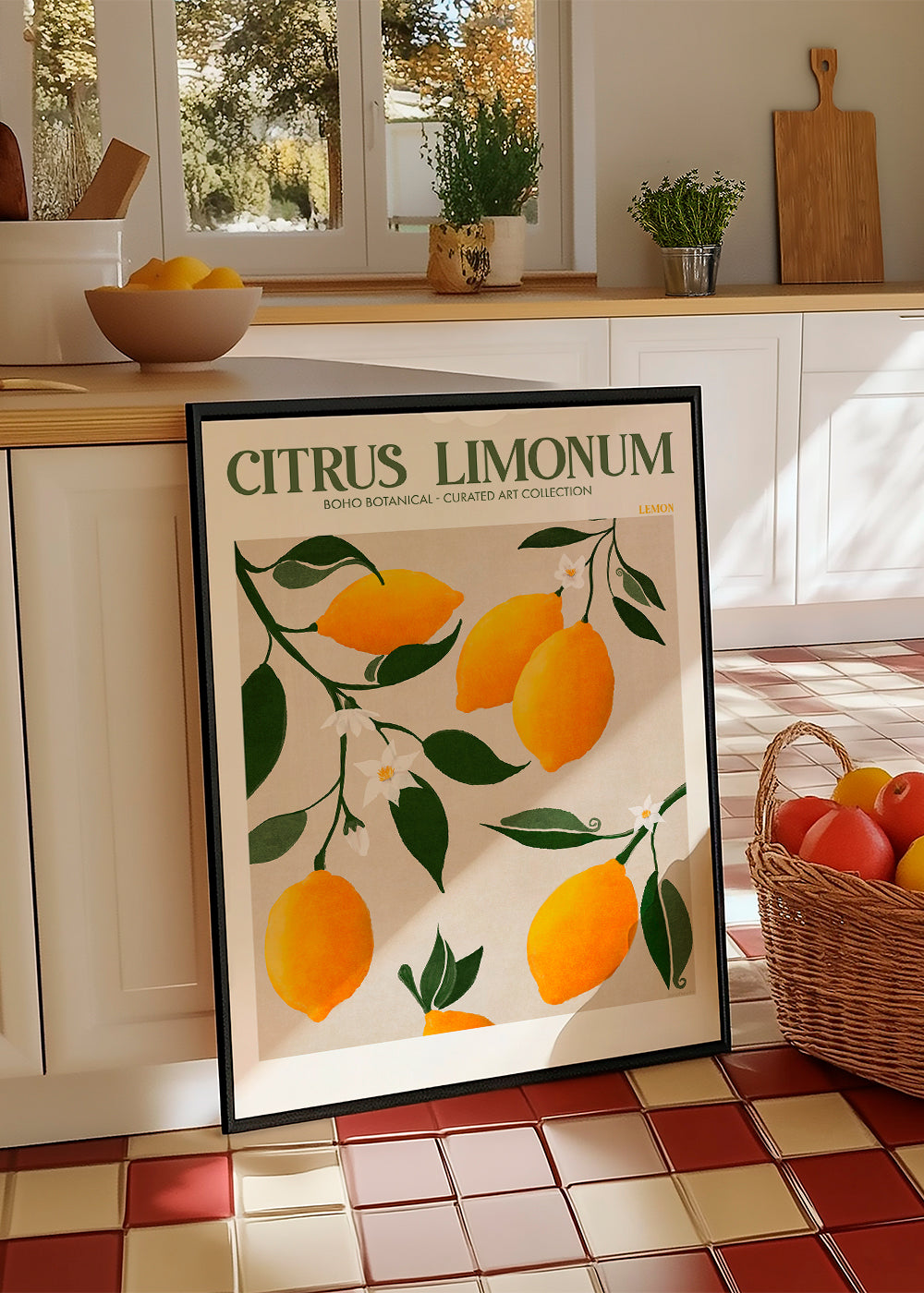 Botanisk plakat citroner på gren