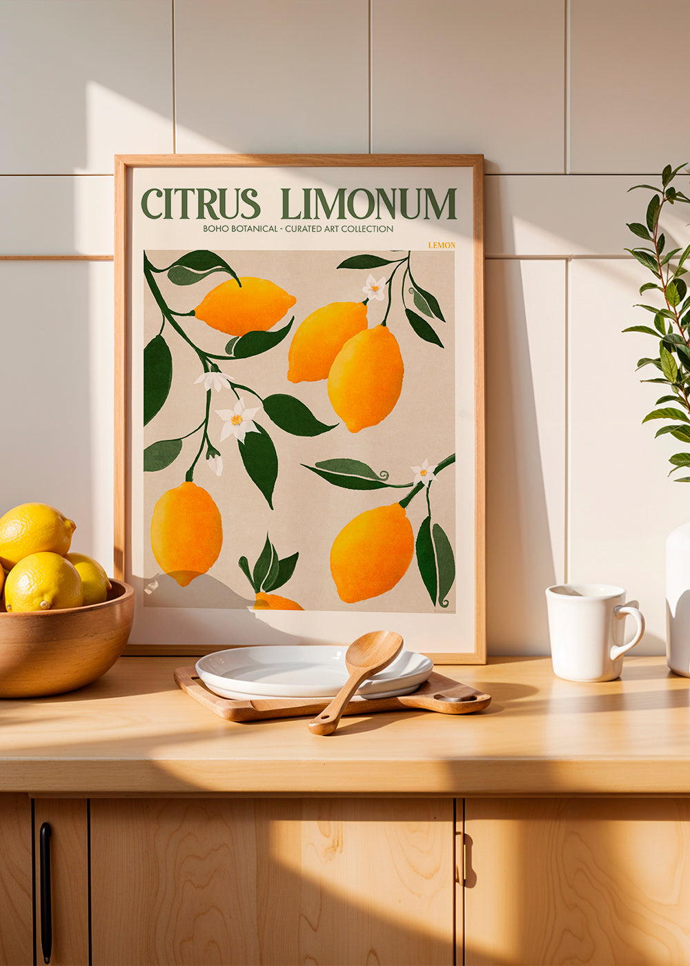 Botanisk plakat citroner på gren
