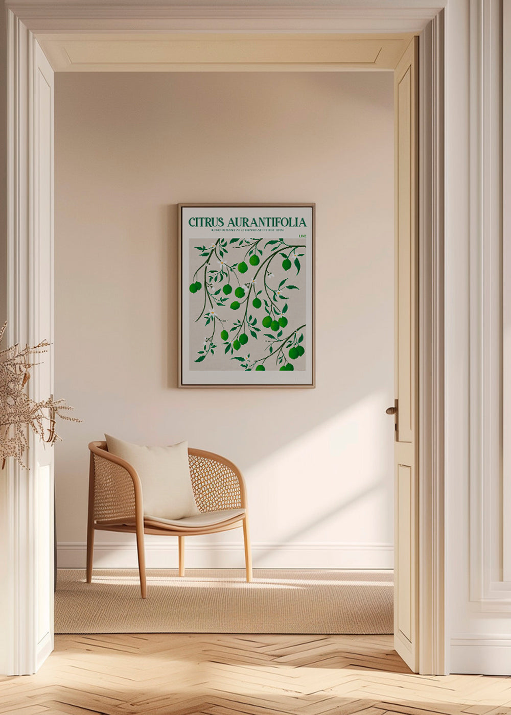 Botanisk plakat med limegrene