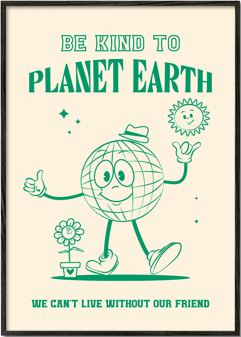 Illustration af planet med miljøbudskab