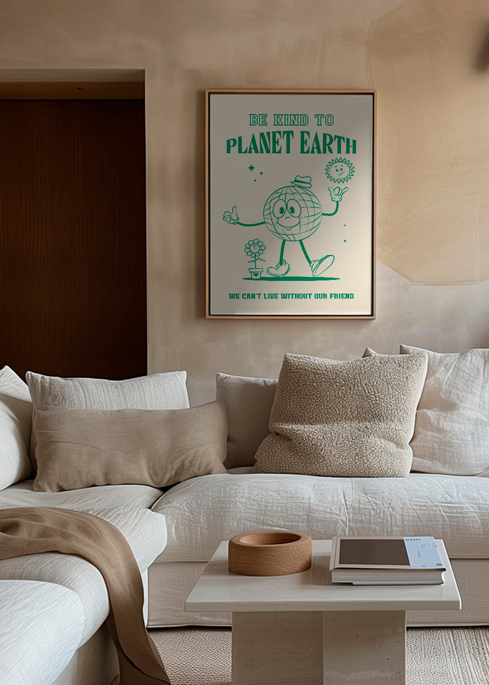 Illustration af planet med miljøbudskab