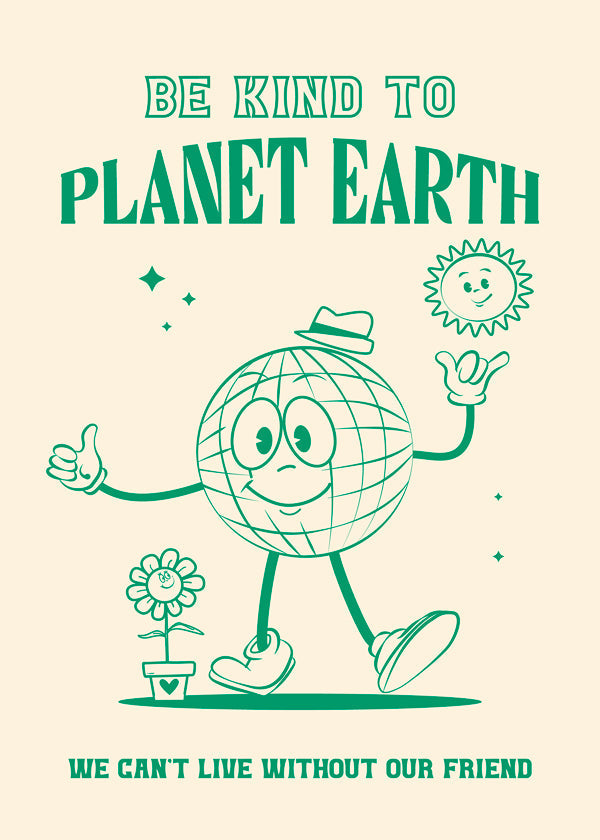 Illustration af planet med miljøbudskab