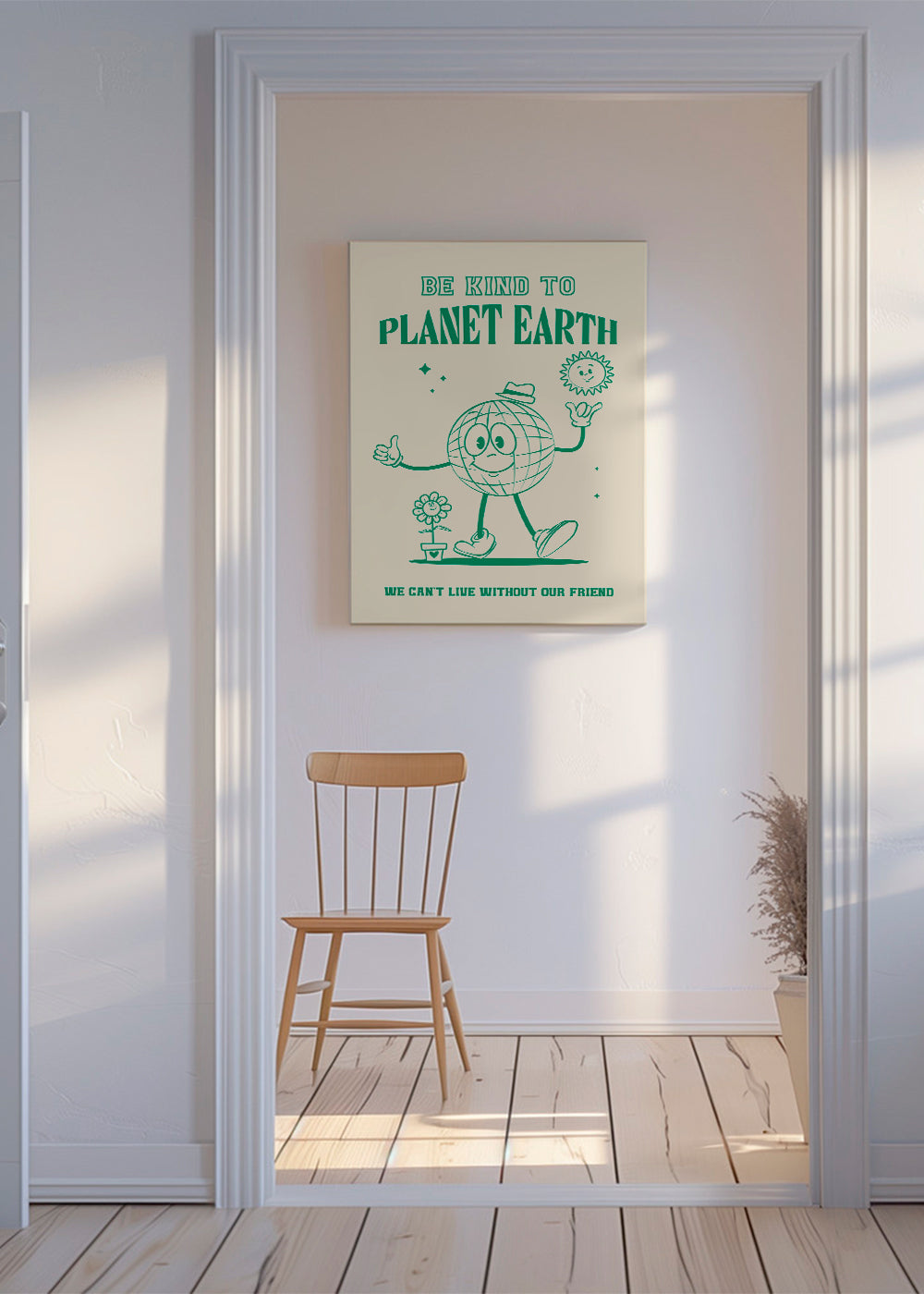 Illustration af planet med miljøbudskab