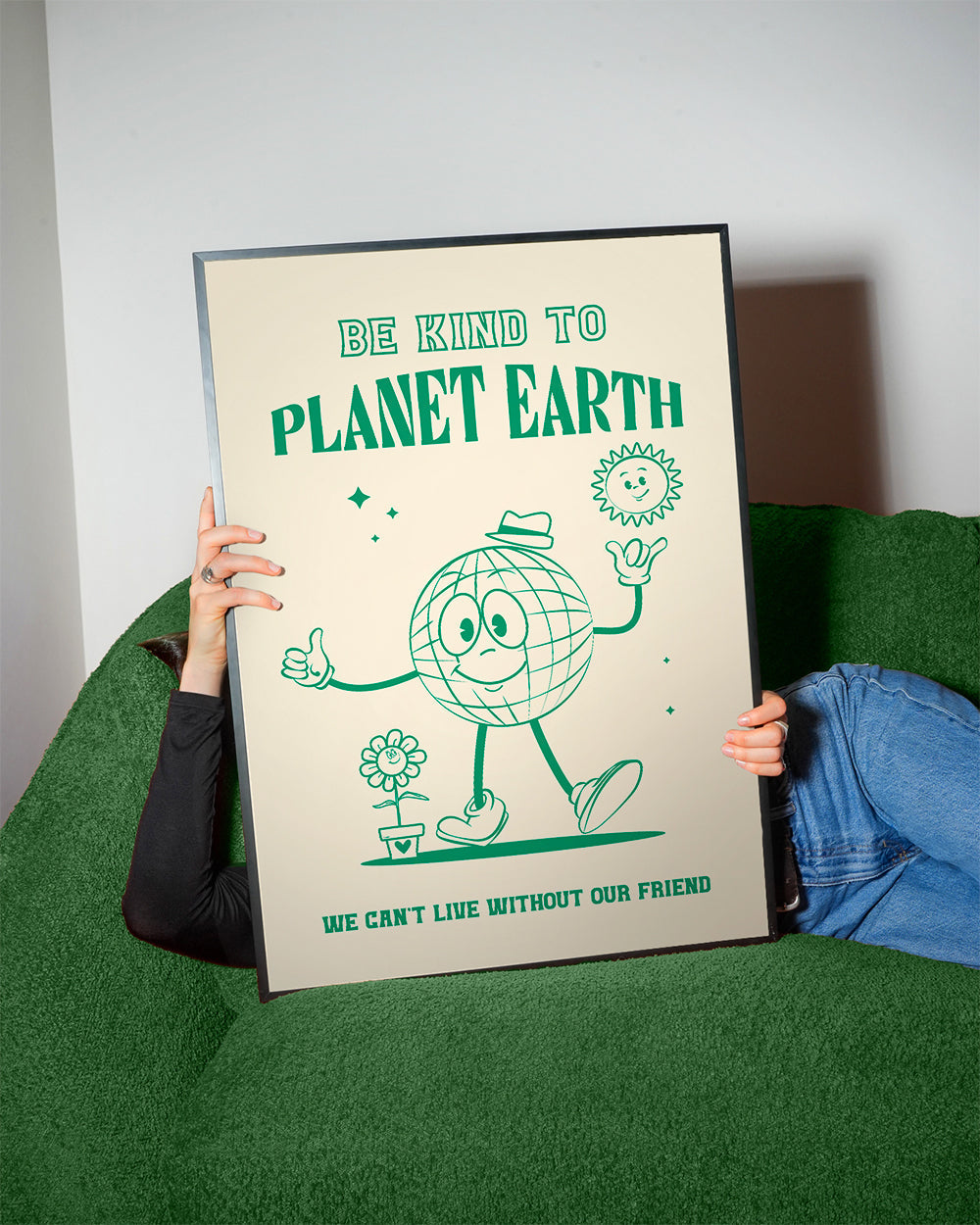 Illustration af planet med miljøbudskab
