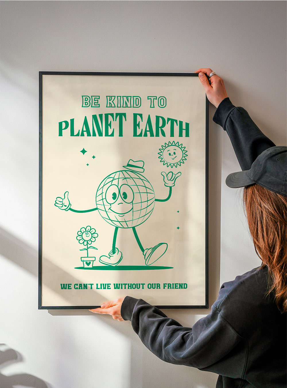 Illustration af planet med miljøbudskab