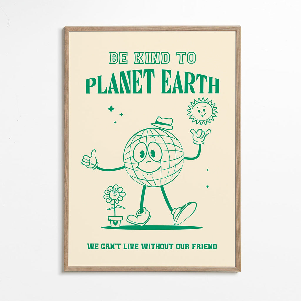 Illustration af planet med miljøbudskab