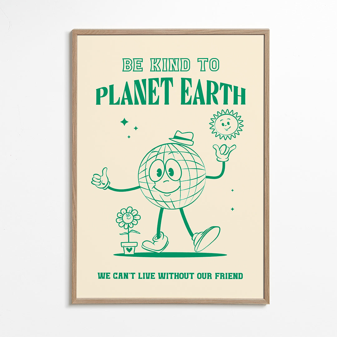 Illustration af planet med miljøbudskab