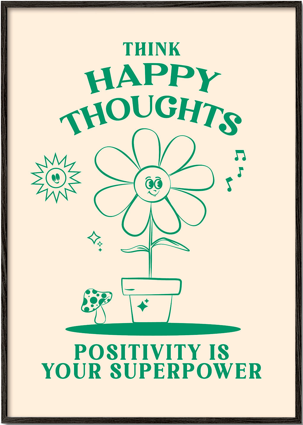 Illustration smilende blomst med positiv sætning